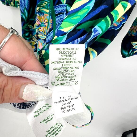 LILLY PULITZER Womens Loralei Skirted Romper XL Green Blue The Hottest Spot NWT - Picture 11 of 13